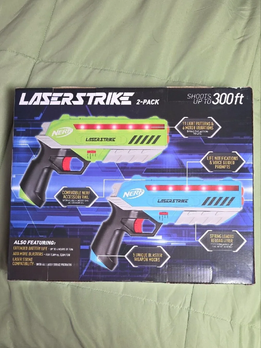 Nerf Laser Strike 2-Pack Electronic Blasters - Green & Blue